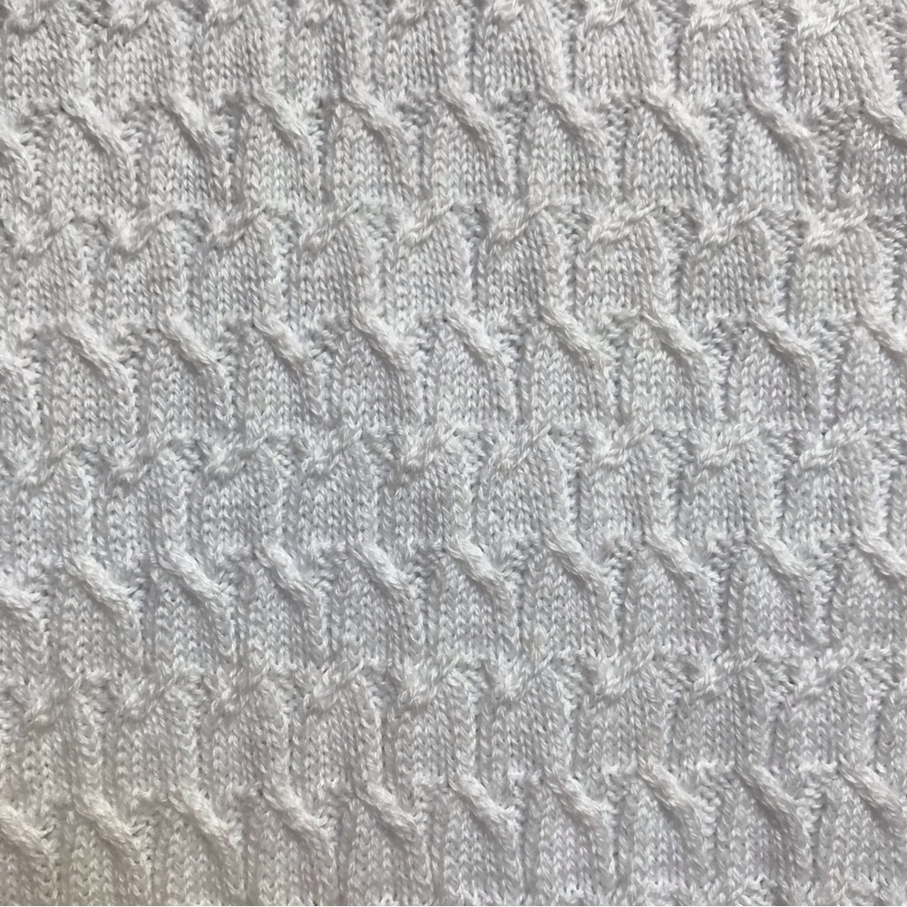 Talbots Pima Cotton White Cable Knit Sweater, EUC, L - Picture 3 of 9